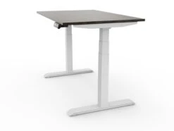 Bureau Assis Debout 140x80 -Motorcycle Parts Store bureau assis debout complet yourdesk haut blanc plateau bois fonce profil 2